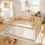IKALIFE Large Wooden Baby Playpen