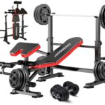 OPPSDECOR 6 in 1 Weight Bench Set with Squat Rack