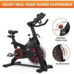 Exercise Bike,Stationary Indoor Cycling Bike,Cycle Bike for Home Cardio Gym,Belt Drive Workout Bike with 35 LBS Flywheel,Thickened Frame Upgraded Version