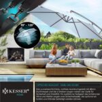 KESSER? Aluminium Cantilever Parasol + Cover Diameter 350 cm and Crank Device Crank Umbrella with Stand UV Protection Aluminium Water-Repellent Canopy 360?? Function Garden Umbrella Market Umbrella