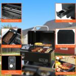 Portable Wood Pellet Grill and Smoker,Electric Outdoor 8 in 1 Tabletop Grills for RV Camping Tailgating RV Cooking BBQ,Intelligent Temperature Control and Superheated Steam Technology