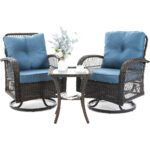 VONZOY 3 Pieces Patio Furniture Set with Rocking Chair,Thickened Cushions