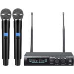 Innopow Dual UHF Metal Cordless Mic Set 16 Hours Continuous,Fixed Frequency