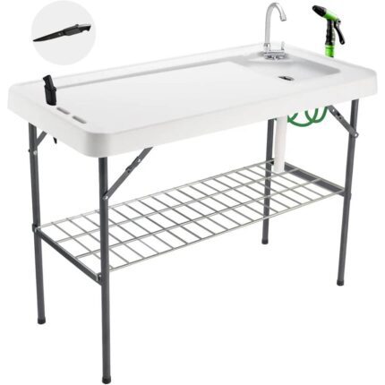 Avocahom Folding Fish Cleaning Table Portable Camping Sink with Faucet Drainage Hose