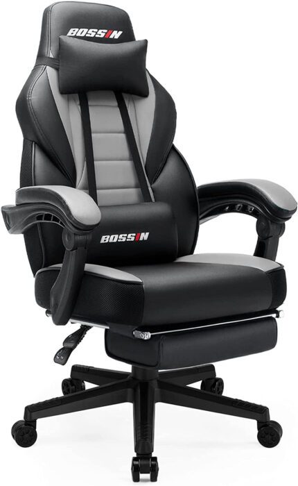 BOSSIN Gaming Chairs with Footrest,Big and Tall Gamer Chair with Headrest and Lumbar Support