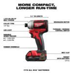 M18 18V Lithium-Ion Brushless Cordless Compact Drill/Impact Combo Kit (2-Tool) W/ (2) 2.0Ah Batteries,Charger & Bag 2892-22CT