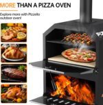 PIZZELLO Large Wood Fired 2-Layer Pizza Ovens with Pizza Stone,Pizza Peel,Grill Grate