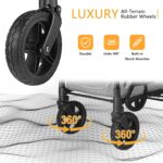 Elite Pro All-Terrain 4 Seater Wagon Stroller for Kids - Heavy-Duty 300lb Capacity,One-Hand Fold Design,High Seats with 5-Point Harness,Adjustable Canopy and Handlebars,Light Grey