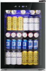 Beverage Refrigerator Cooler120 Can Mini Fridge Glass Door for Soda Beer Wine Stainless Steel Glass Door Small Drink Dispenser Machine Digital Display for Home,Office Bar,45cuft