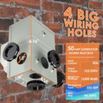 50 Amp 10 Feet Generator Cord and Power Inlet Box Combo Kit NEMA 14-50P Male to SS2-50R STW 6/3+8/1 AWG 125/250V Twist Locking with Inlet Box for Generator to House