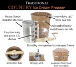 6 qt Country Ice Cream Maker ÿ Classic Wooden Tub ÿ Hand Crank