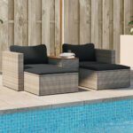 2 Seater Rattan Garden Sofa Set With Cushions