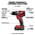 M18 18V Lithium-Ion Brushless Cordless Compact Drill/Impact Combo Kit (2-Tool) W/ (2) 2.0Ah Batteries,Charger & Bag 2892-22CT