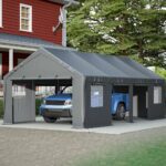 Thanaddo Heavy Duty Car Port with Roll-up Sidewall and Ventilated Windows