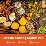 Hykolity 4 Burner Flat Top Gas Griddle with Ceramic Coated Iron Pan