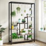 Tribesigns 5-Tier Tall Indoor Plant Stand,70.9 inches Large Metal Plant Shelf with 10PC S Hanging Hooks,Multi-Purpose Flower Bonsai Pots Display Rack for Indoor,Garden,Balcony,Living Room