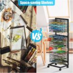 WISIMMALL Art Drying Rack,Paint Drying Rack with 27 Removable Shelves,Lockable Wheels