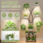 LATIBELL Tall Plant Stand Indoor with Grow Light - 7 Tiered Metal Plant Shelf Indoor
