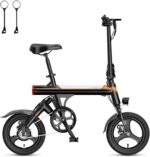 Jasion EB3 Electric Bike Adults 21mph,500W Peak Motor,270Wh Battery,Rear Suspension,3 Levels Assist,14" Folding Ebike for Adults and Teens,Complies to UL2849
