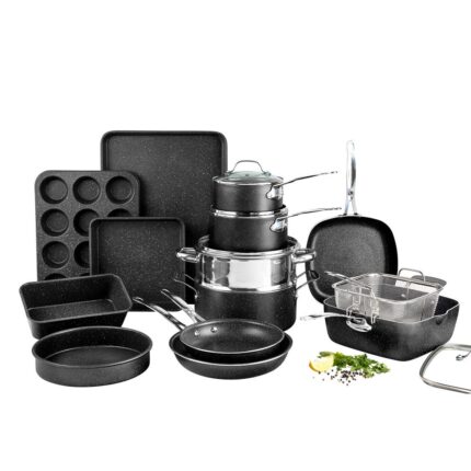 GRANITESTONE 20Piece Aluminum UltraDurable NonStick Diamond Infused Cookware and Bakeware Set