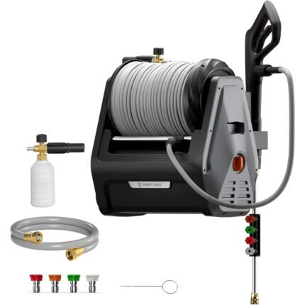 Giraffe Tools Electric Wall Mount Power Washer with 100FT Retractable Pressure Hoses
