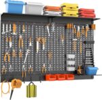 WALMANN 113PCS Pegboard Wall Organizer Kit with Pegboard Hooks with Hooks(Black)