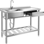 YORKING Stainless Steel Utility Sink,Free Standing Single Bowl Kitchen Sink