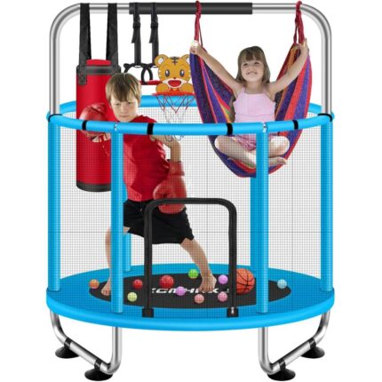 ZCMHAXJ Trampoline for Kids with Adjustable Gymnastics Bar&7 Toys