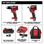 M18 18V Lithium-Ion Brushless Cordless Compact Drill/Impact Combo Kit (2-Tool) W/ (2) 2.0Ah Batteries,Charger & Bag 2892-22CT