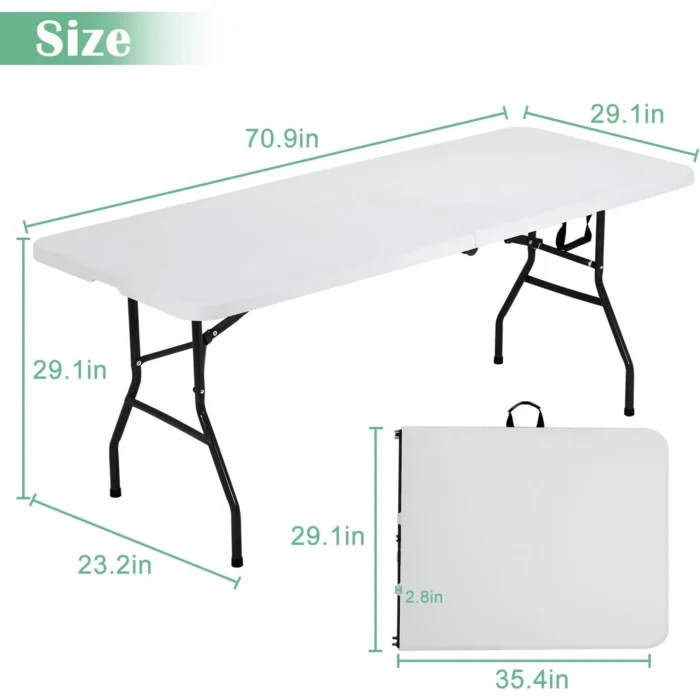 Niamvelo 6ft folding table portable plastic indoor outdoor camping dining table