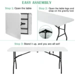 Niamvelo 6ft folding table portable plastic indoor outdoor camping dining table
