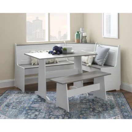 Linon Ardmore Corner Dining Breakfast Nook with Table and Storage Seats 5 White and Gray 484d211f 8e50 4ab3 8bf0 cad4d01b4b45.51cff620ba6e2bdaf02bd8a01fa90958