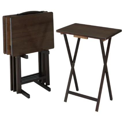 Mainstays Indoor Folding Table Set of 4 in Walnut L19 x W15 x H26 inches 4 Tables 1 Rack Stand 46ea0e59 630b 47de 8e2f 4028bf69bdf9 1.7b2449be6c6a655e25a75184c429d7f2