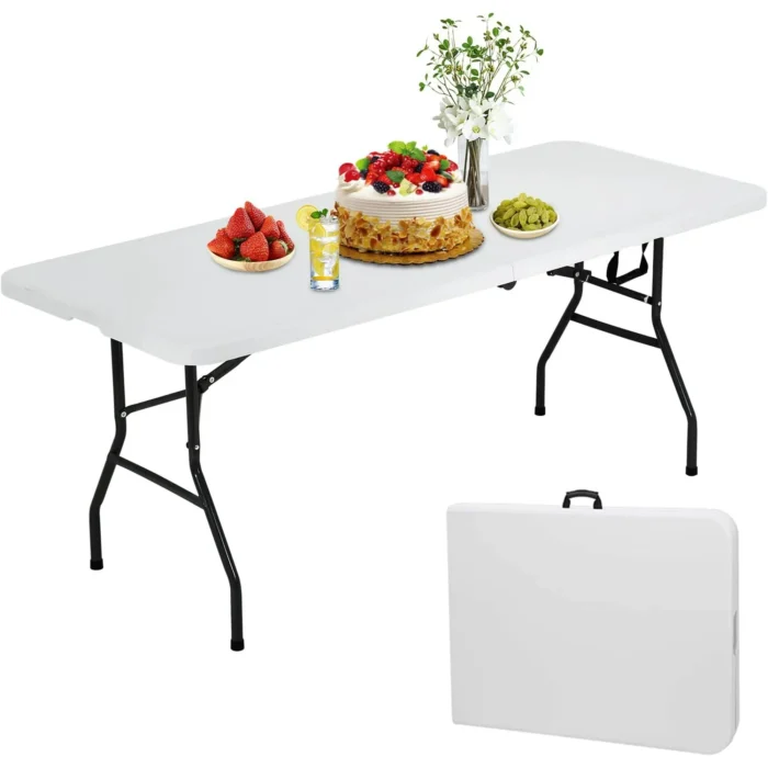 Niamvelo 6ft folding table portable plastic indoor outdoor camping dining table