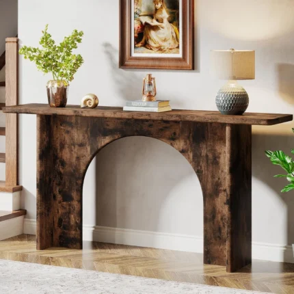 Tribesigns 63 Inch Farmhouse Console Table Rustic Entryway Table with Curved Arch Brace 6596e0b1 0f19 4444 b484 3bfc037057f5.3fbee44dfe59ca79bb809183d4ec7b28