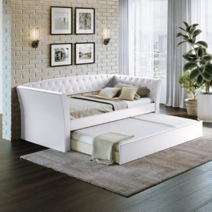 Boyd Sleep St Ives Faux Leather Upholstered with Trundle Daybed Twin White 865edbf1 2252 47cc bd81 6af6d276d7ce.08fdefc46c027fd08a40b752303bef69