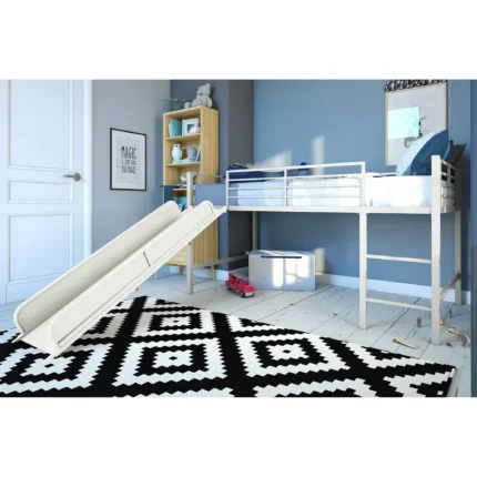 DHP Laurie Junior Twin Metal Loft Bed Off White with Off White Slide 097bacd9 117c 46fc b430 9c618b770836 1.4c5d789b9189db471c661c03aed6a5ae