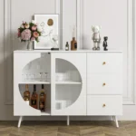 Homfa Bar Cabinet with 2 Glass Cup Holders 3 Drawers Modern Sideboard for Living Dining Kitchen Room White 91e9f4eb e6cc 4867 b701 206bd39975c4.496bc9d94551bdc02afa2253995090d0