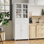 Homfa kitchen Pantry Cabinet with Glass Doors 71 Tall Storage Cabinet for Dining Room Living Room White 984ec550 a42a 453c b2e5 16d6974384ec.ffd7b53623c08d6aa9dc6753491d75ec