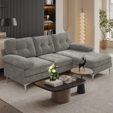 INGALIK Convertible Sectional Sofa Couch L Shaped Couch Reversible Chaise Small Space Apartment 3 Seater Gray d1ece6d2 fae8 4f5c afac 55ae668022fa.87e251058ae48d4a09ae2e607d324989