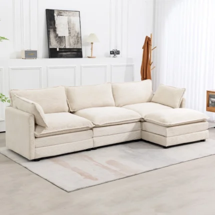 JUSTLET Sectional Sofa with Ottoman Small L Shaped Free Combination Corduroy Couch Furniture Sets for Living Room Beige 61c306f9 d77c 4b76 a2e6 c3285af76a61.4824877c467d26e3c3485de6476f14fe