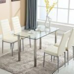 Ktaxon 5 Piece Dining Table Set Dining Table 4 Leather Chairs Glass Top Kitchen Dining Room Furniture White fe24714c f3f5 45cd ae79 75ff09168a9a 1.90d9e021e85534a20a33c92336e8c207