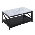 Pemberly Row Coffee Table with Shelf in White Faux Marble and Black Wood Finish 1e6c1e38 c83b 406d 8563 575d23bbc567.562ed1839d346c4b114458e228860270