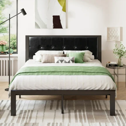 SHA CERLIN Black Full Size Metal Platform Bed Frame with Faux Leather Headboard Under bed Storage d7e551af f0e4 4fbc 8631 8cd6fbb76ea1.382abf6e8ab7ee9c3eed8f0536bb37d5