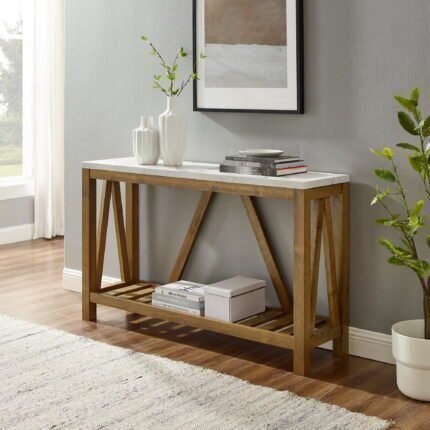 Walker Edison Modern Farmhouse Faux Marble and Walnut Entryway Table Faux White Marble Walnut 6d0b6d5a bc6c 4a7c a8b9 aa11e837f3d3.08210a2f00d6242b5f2b28e2fbfe412f