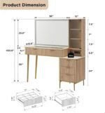 Makeup Vanity Desk with 36" HD Lighted Mirror, 48" Big Modern Vanity Desk with Mirror and Lights