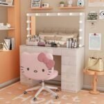 Makeup Vanity with Mirror and 14 LED Light, 3 Lighting Modes,11 Drawer Vanity Table with Sliding Jewelry Storage