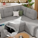 Sleeper Sectional Sofa with Pullout Bed, L Shape Sectional Couch with USB Ports