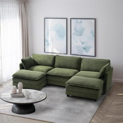 Oversized Modular Sectional Sofa,Comfortable Sleeper Sofa with Movable Ottomans