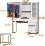 Makeup Vanity Table with Sliding Lighted Mirror, Makeup Dressing Table with 5 Drawers